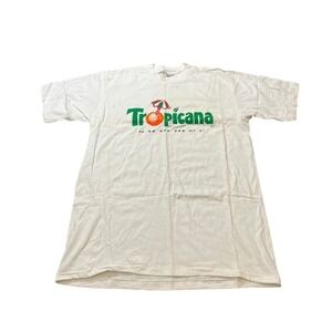 Oneita Tropicana Summer T-Shirt Mens XL White Vintage 90s Single Stitch Graphic